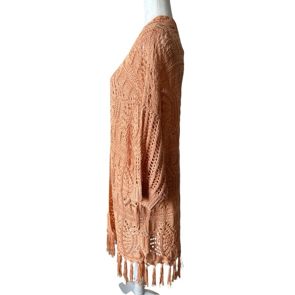 NKN Nekane Orange Zaniah Open Front Midi Kimono Cardigan Fringe Boho Size M/L - Picture 9 of 11
